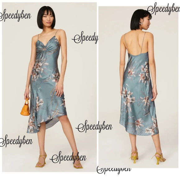 ALLSAINTS Alexia Kuroyuri Floral-print Midi Dress In Blue - Picture 3 of 16